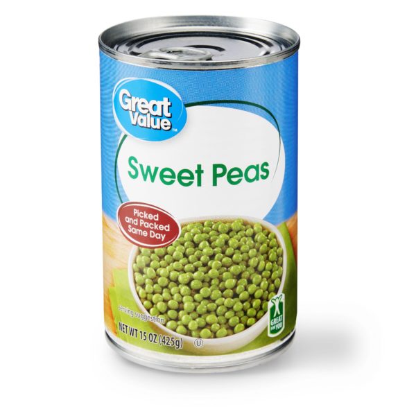 GREAT VALUE Kosher Sweet Peas, 15 Oz Can 425g