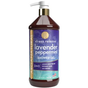 ARGANATURAL Lavender Peppermint Shower Gel Lavender, Peppermint and Aloe, Skin Smoothing Moisture 960ml.