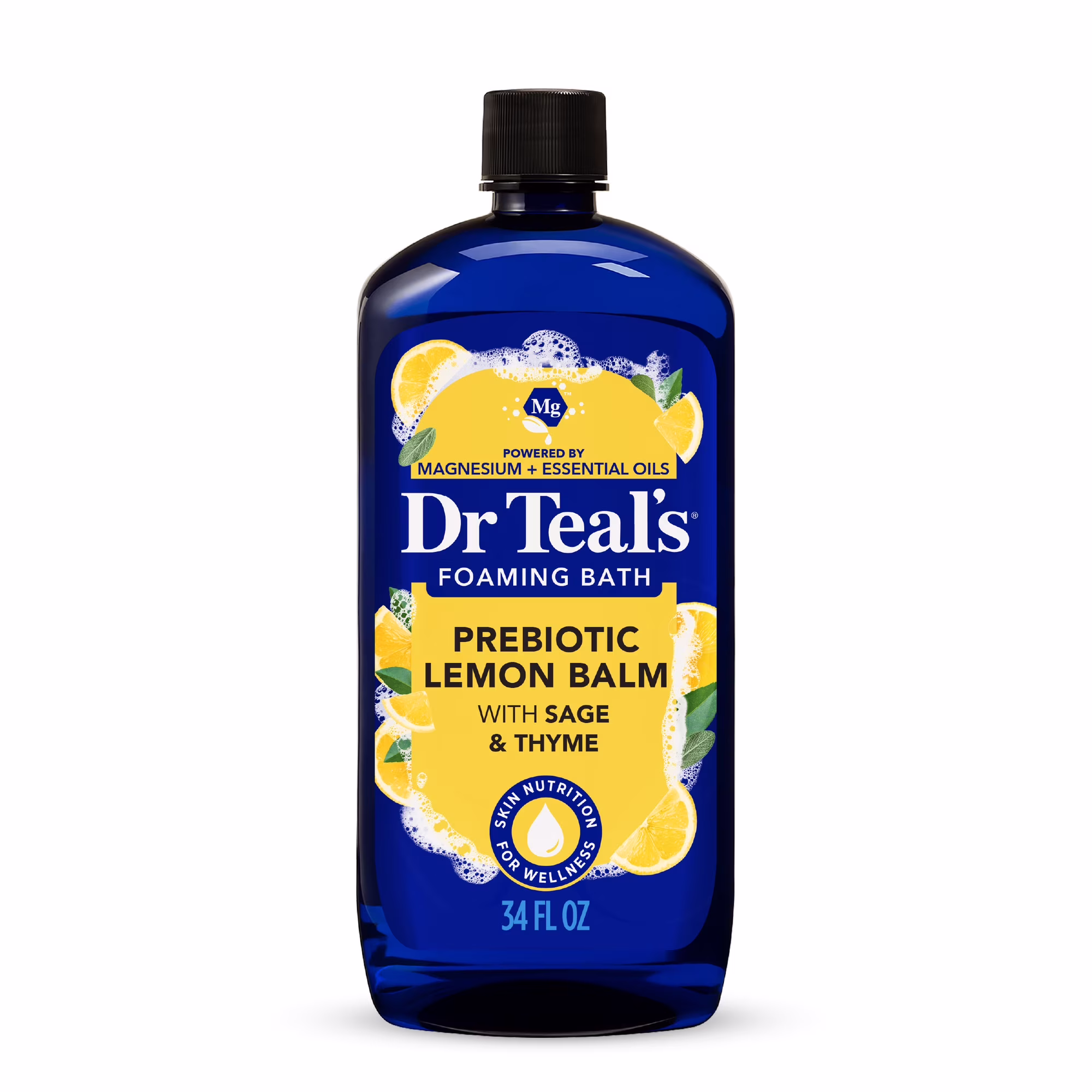 DR TEAL'S PREBIOTIC Lemon Balm Foaming Bath with Sage & Thyme 1000mL.