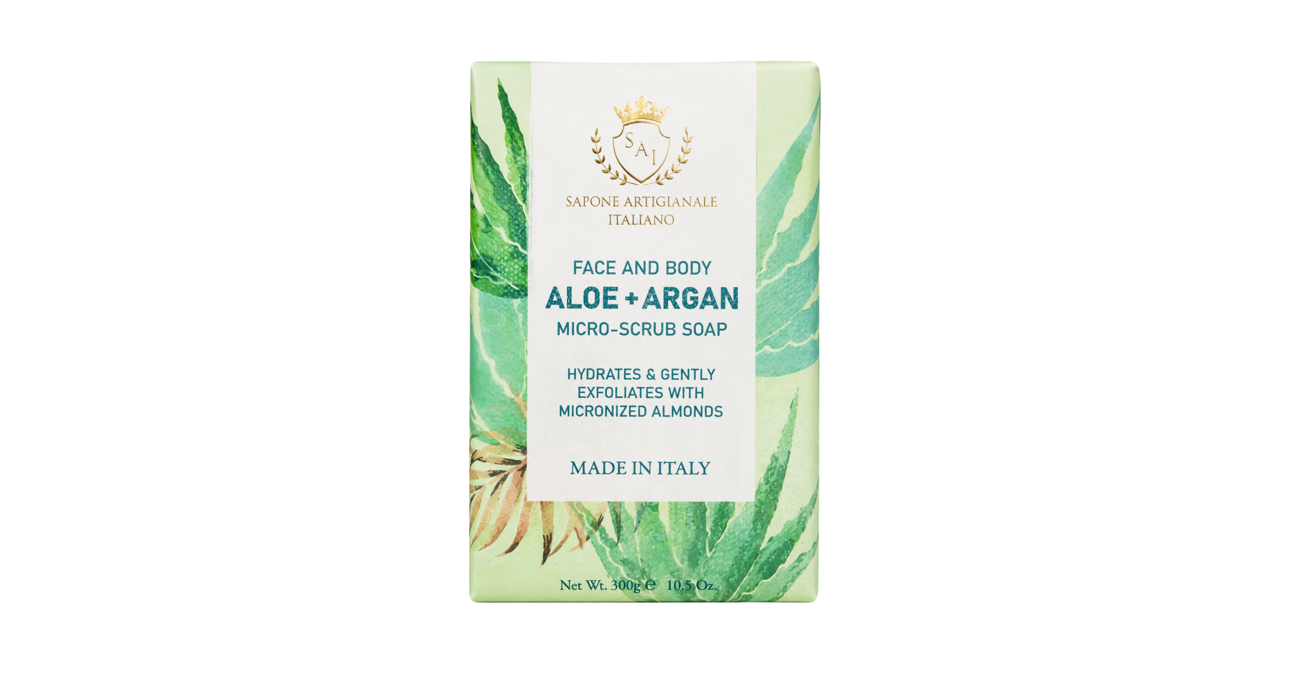 SAPONE Artigianale Italiano Aloe + Argan Soap 300g.