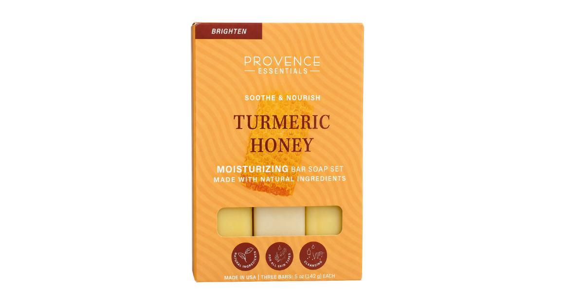 PROVENCE ESSENTIALS Turmeric and Honey Moisturizing Bar Soap 142g.